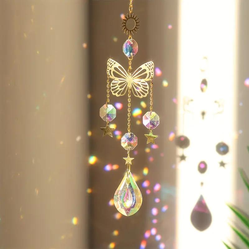 1 Pc Butterfly Crystal Sun Catcher - Glass Prism Reflecting Lights for Home, Garden and Car Decor