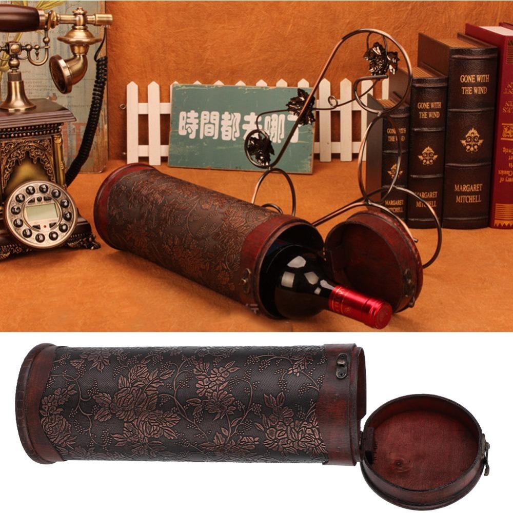 Wooden Vintage Wine Box Portable Red Wine Box Flasks Wine Gift Box Champagne Bottle