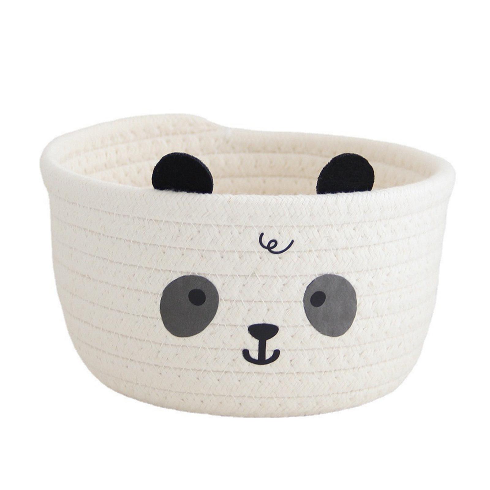 

Sturdy Handwoven Cotton Rope Storage Basket with Adorable Pandas Designs Portable for Household Use Organization Items 2 белый