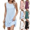 Women's Solid Color Round Neck Sleeveless Backless Tie-Up Dress
