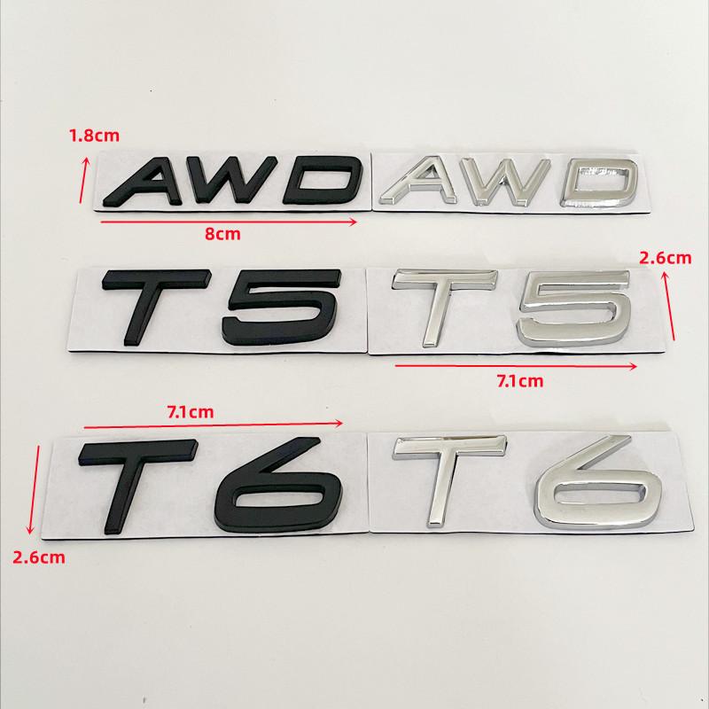 3D Metall T5 Logo T6 Emblem AWD Buchstaben Auto Kofferraum Emblem Für S60 C30 850 S40 V40 V70 XC60 V50 S70 C70 V90 T5 T6 AWD Aufkleber