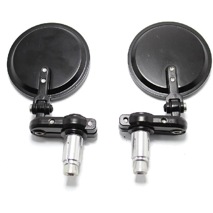 Black Foldable 3" Round 7/8" Handle Bar End Side Mirrors for Harley Davidson Kawasaki Suzuki Yamaha Cruiser Dirt Bike Scooter ATV