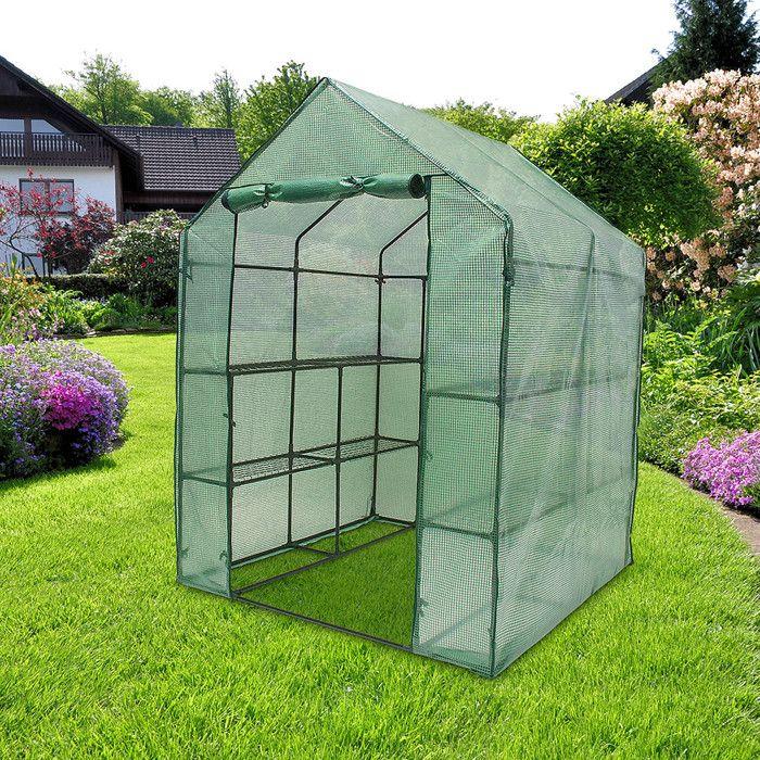 Serre de jardin - relaxdays - 10018889 - protection pluie, vent, froid - 8 étagères - facile à monter