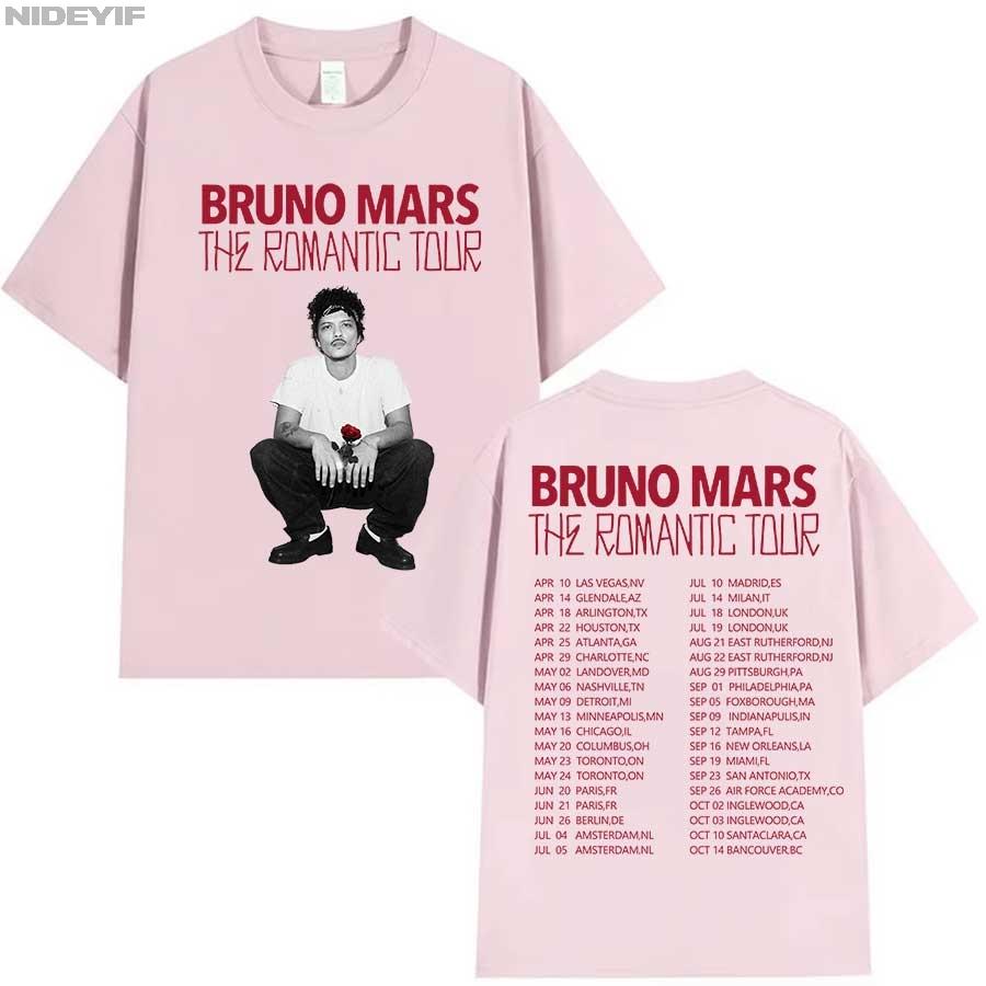 Bruno Mars The RoUnisextic Tour T-Shirt für Unisex Damen Hiphop Streetwear Oversized Tops 100% Baumwolle T-Shirt BM1