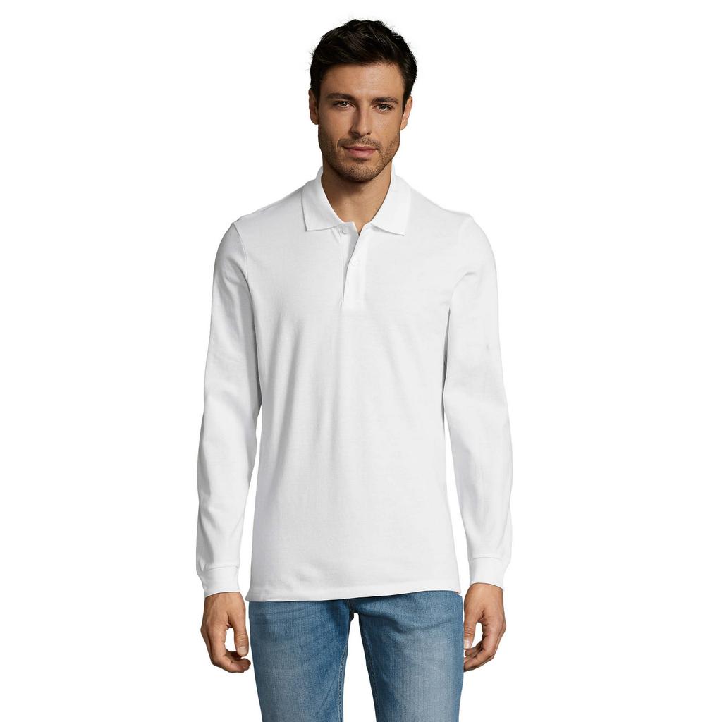 Mens Perfect Plain Pique Long-Sleeved Polo Shirt