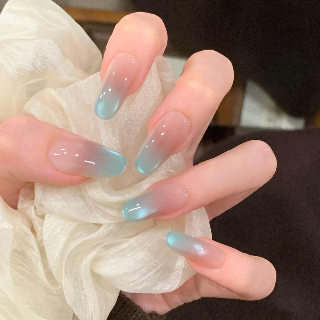 Nude růžový gradient Kočičí oko Bělení Aurora Nail Art Odnímatelné samolepky