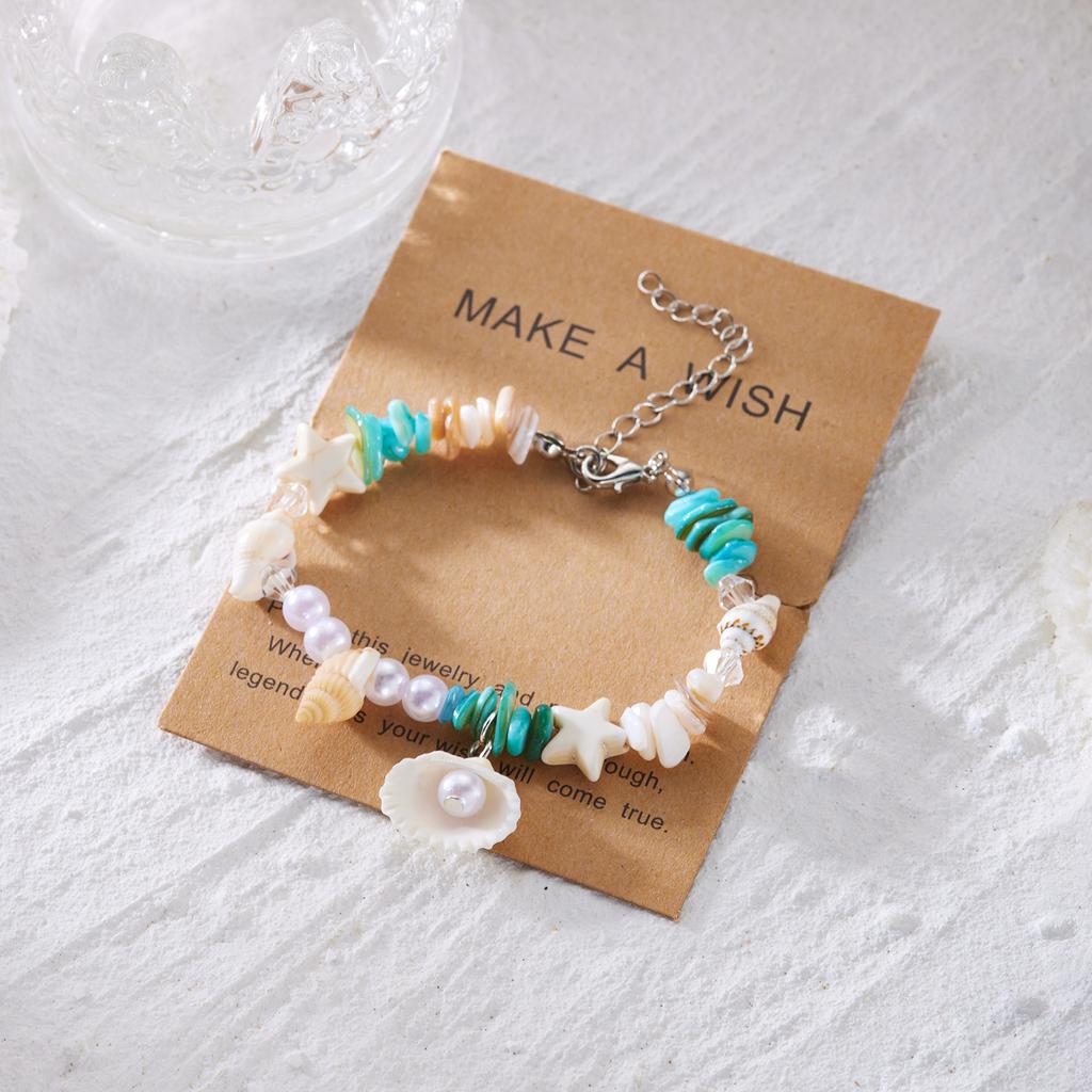 Bohemian Starfish Shell Bracelet for Women Girls Summer Beach Conch Colorful Rice Beads Beaded Bracelet Friendship Jewelry Gifts