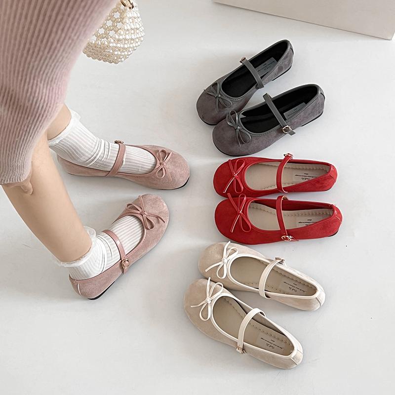 Designer Elegant Bowknot Ballerina Women's Flat Round Toe Comfort Slip-On Ladies Loafers Leather Single Mules Shoes