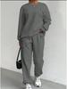 2025 Damen Zopfmuster Patchwork Langarm Top & Jogginghose Set - Frühling/Herbst Kollektion