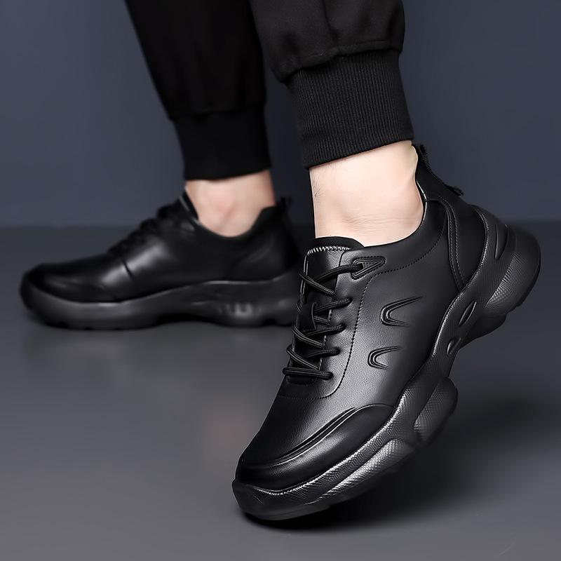 Spring New Shoes for Men Genuine Leather Casual Platform Shoes Leisure Sport Shoes Lightweight Lace-up Sneaker