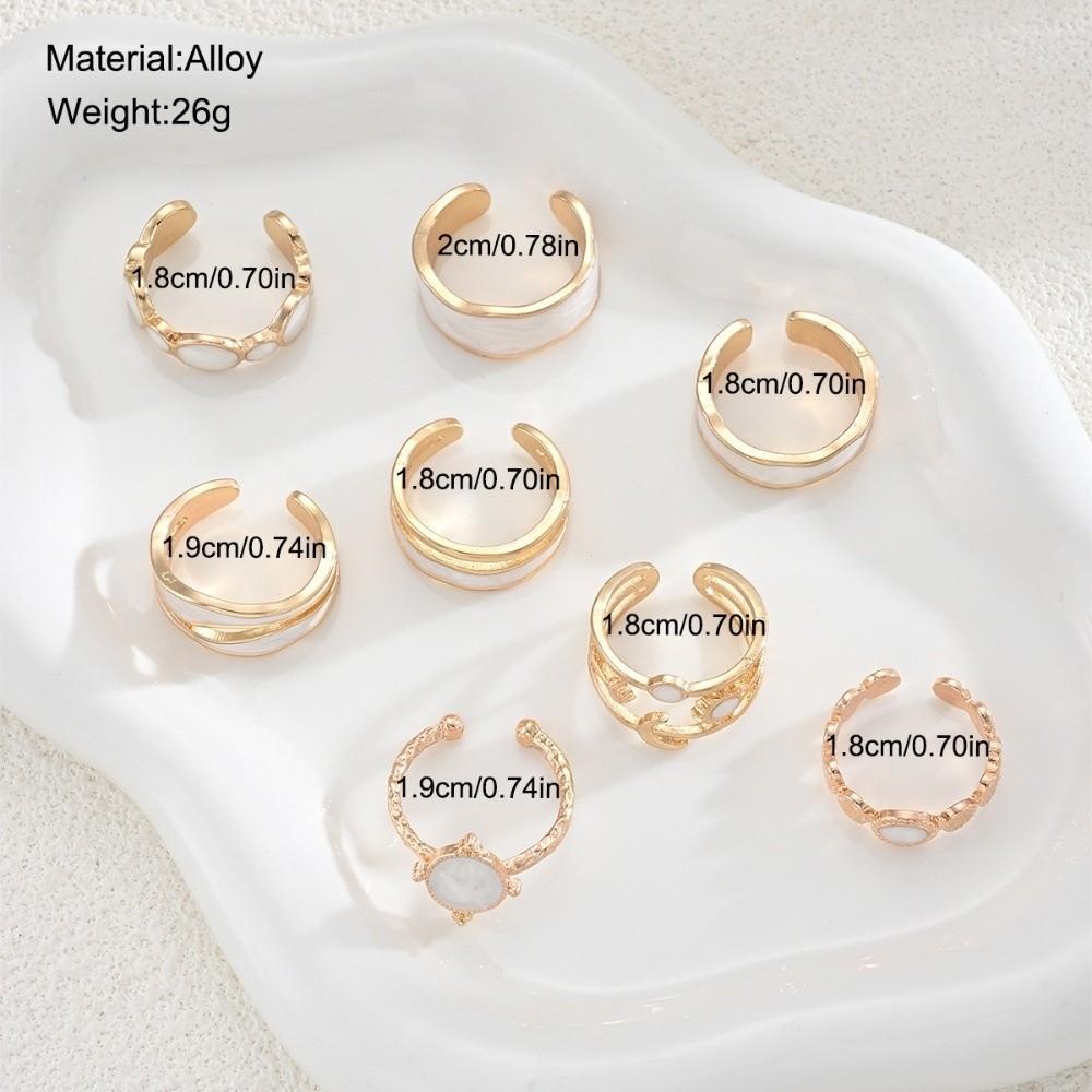 Irregular Finger Rings White Enamel Stacking Rings New Ring Set  for Daily Wear Jewelry