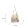 Yogodlns Neue vielseitige gewebte Stroh-Umhängetasche für Damen, handgefertigte gewebte Tasche mit Blumenmuster und Hohlmuster für Damen, Strandtasche für den Urlaub am Meer