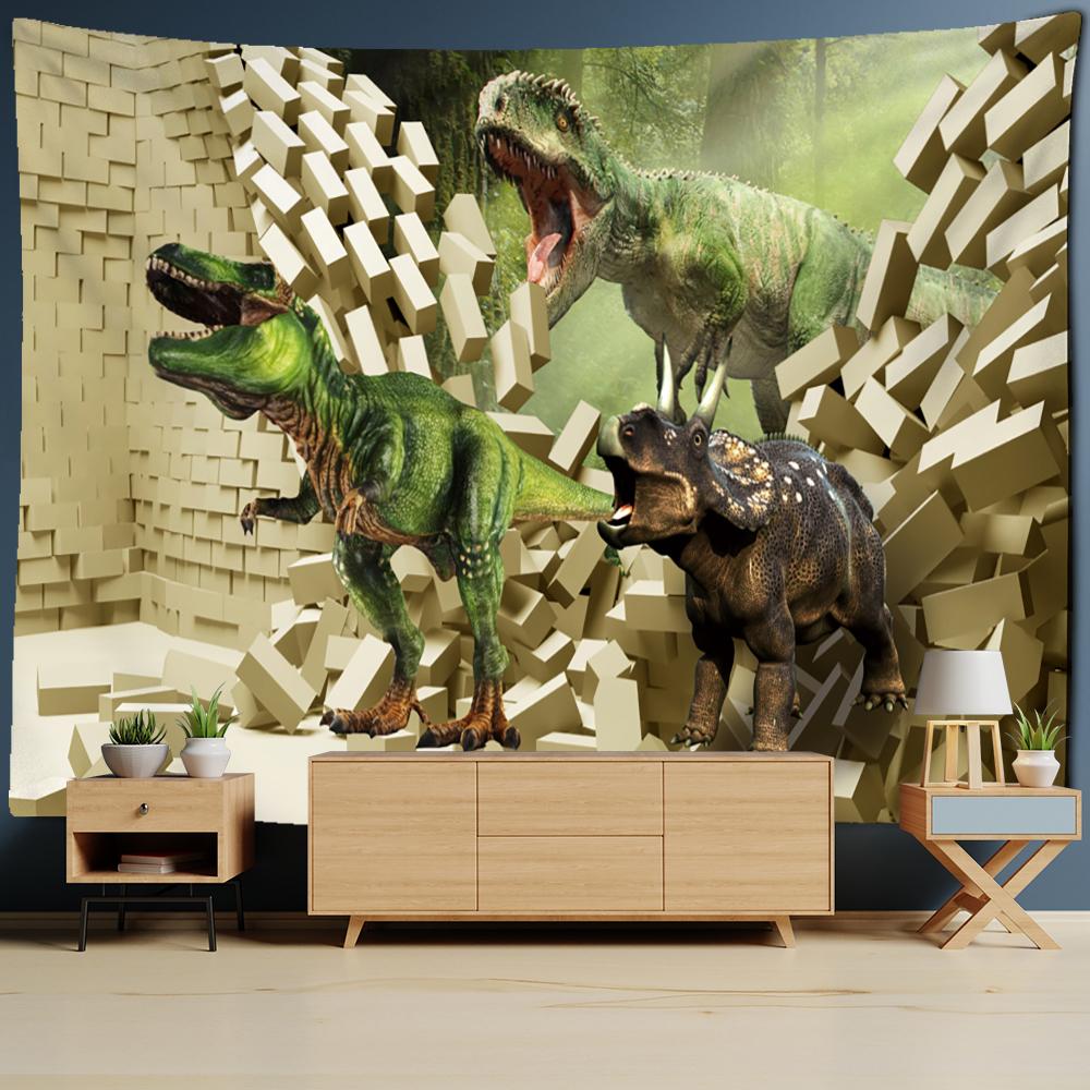 Antike Retro Dinosaurier Wandbehang Tapisserie Hippie Psychedelic Hexerei Tapez Kunst Tier Home Decor