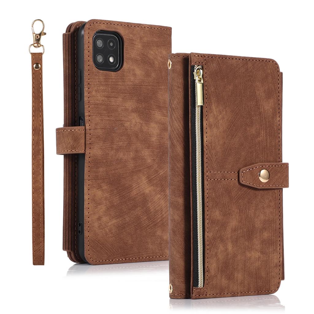 Crossbody Leather Zipper Cards Solt Wallet Case For Samsung Galaxy A54 A14 A34 A23 A12 A53 A52 S23 Ultra S22 S21 FE Pocket Cover