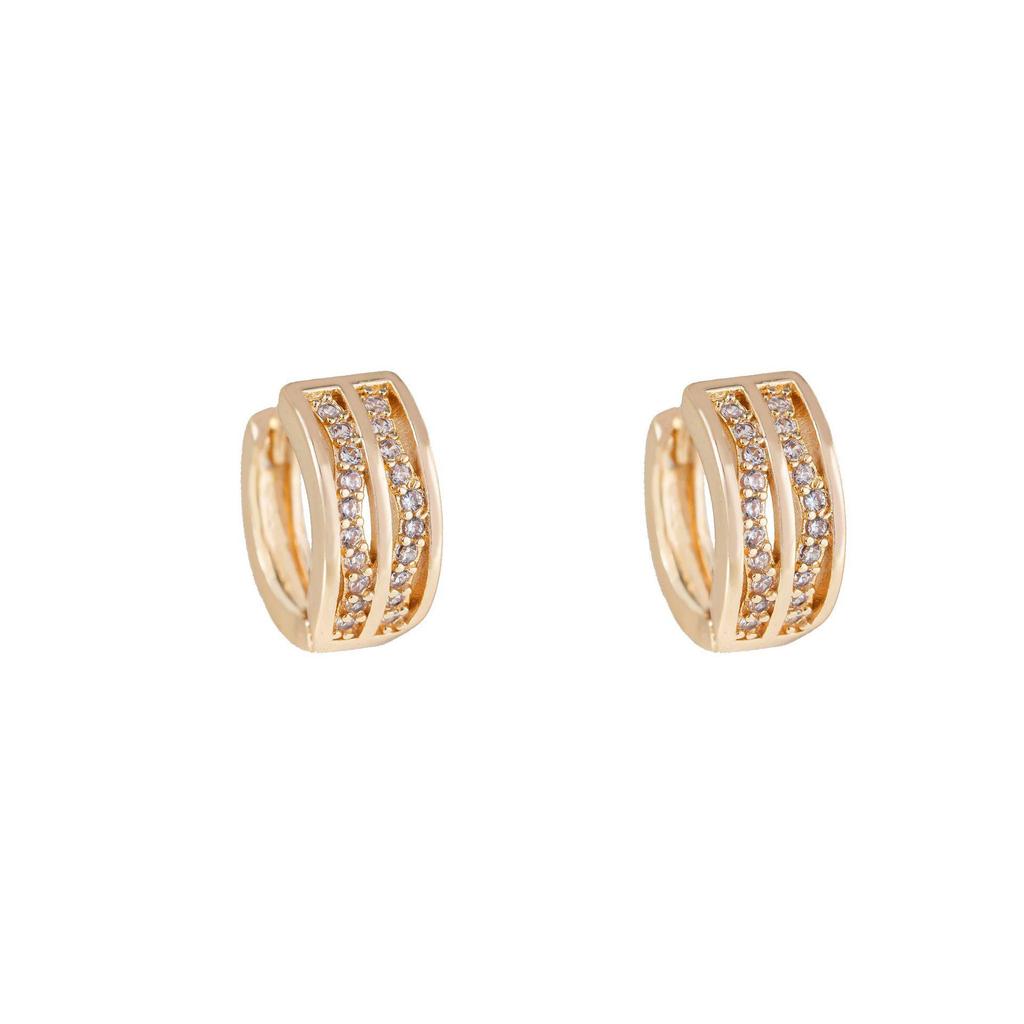 Korean Wave Double Row Rhinestone Ear Cuff with Zirconia for Women