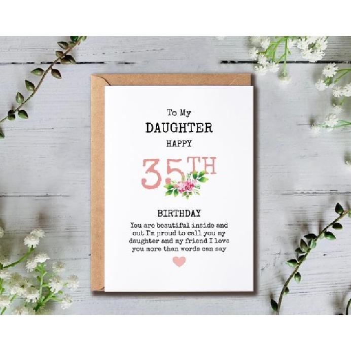 Birthday Card - 35th Birthday - Floral Greeting Card