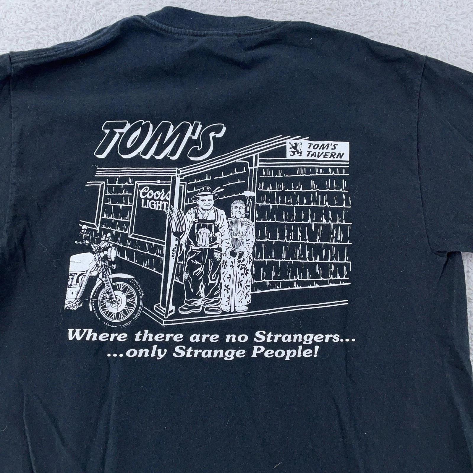

Vintage Tom s Tavern Shirt Small Black Farmingdale NJ Bar Graphic Beer 2XL