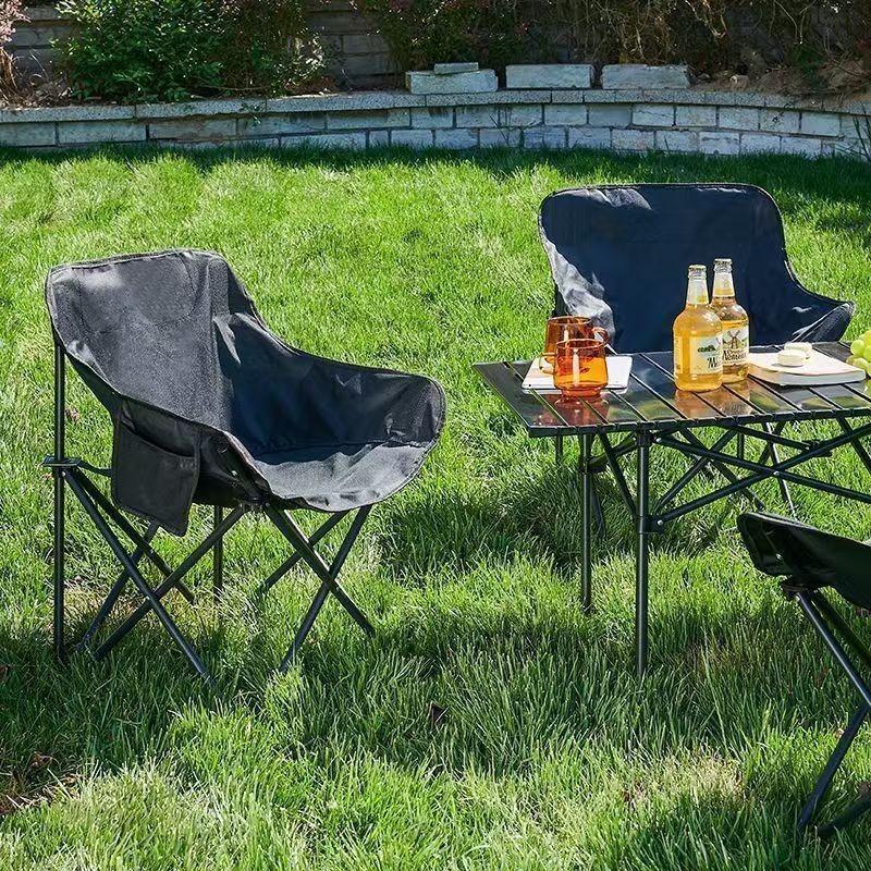 Portable Folding Lightweight Outdoor Chair with Side Pocket for Camping Hiking, Beach, Picnic, Patio, Backyard, Fishing, Travel