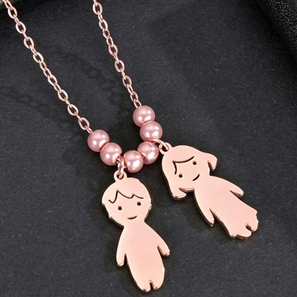 Stainless Steel Boy Girl Necklace Pendant Lover Necklace Choker Family Necklace Lovers