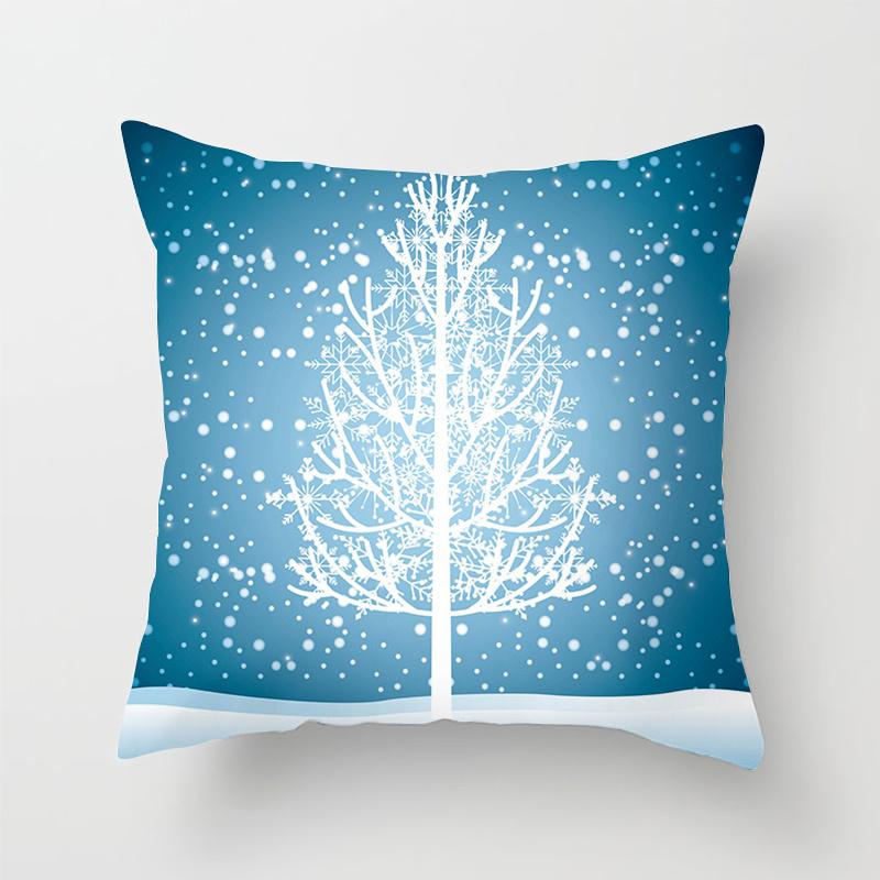 Heimdeko Weihnachten Schneemuster Kissenbezug Polyester Dekorative Kissenhülle Neujahr Sofa Kissenbezug