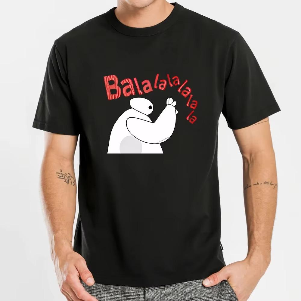 Big Hero Baymax Cartoon T Shirt Movie Cotton T-Shirt Vintage Graphic Large Crewneck Top Sell Harajuku Men's Short Sleeve