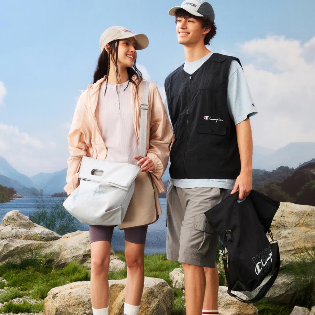 New Champion Fabric Backpack Shoulder Bag Unisex Light Blue Denim/Photon Gray/Black U5BACPU59