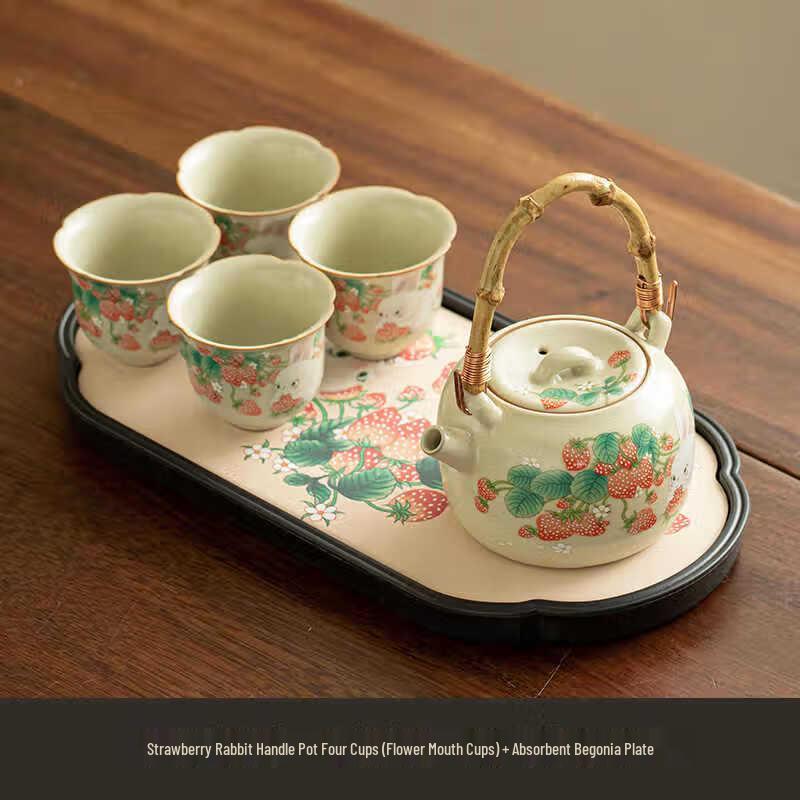 

Ru Ware Strawberry Rabbit Kung Fu Tea Set