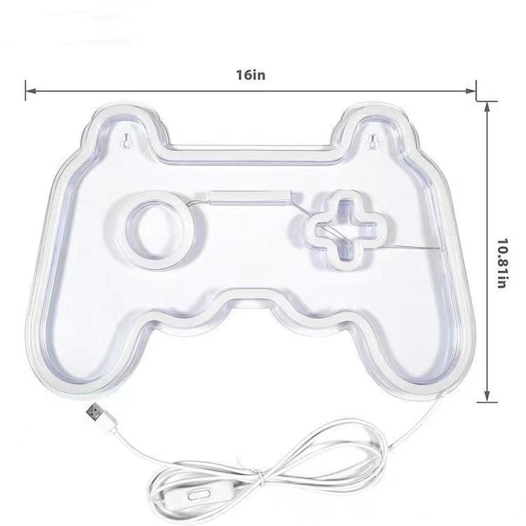 LED Neon Game Controller Light with Transparent Back Panel for Game Room & E-Sports Decor.