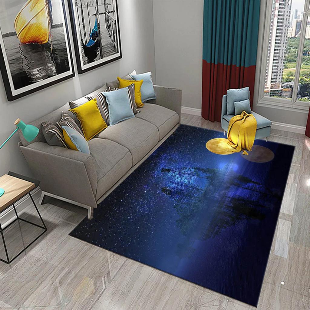 Moon Carpet Flower Moon Forest Living Room Children's Bedroom Decor Carpet Floor Mat Kitchen Bathroom Entrance Non-slip Carpet