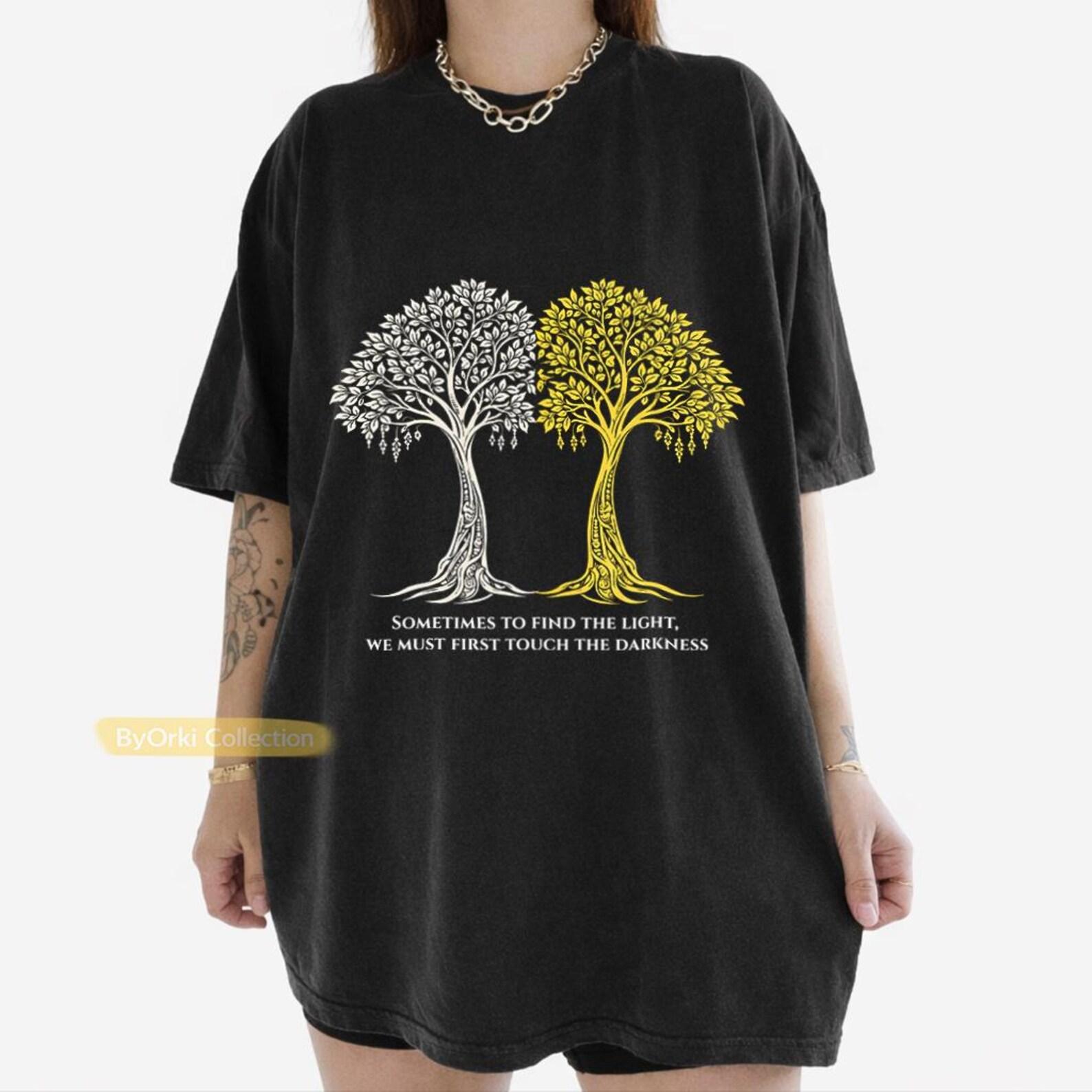 The Two Trees of Valinor T shirt, Silmarillion Inspired Tolkien Shirt, Gift For Women and Man Unisex T shirt, Heavy Cotton | LOTR Tee 2XL
