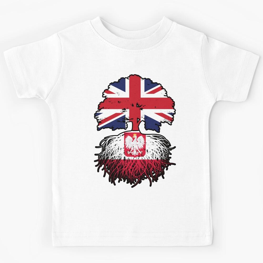 Poland Polish British UK United Kingdom Britain Tree Roots Flag Kids T-Shirt 170