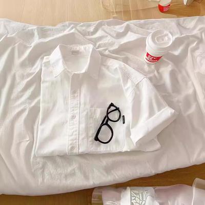 Japanese-Style Loose White Cotton Short-Sleeve Shirt for Women - Spring/Summer/Fall