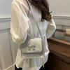 Stylish Small Bowknot Handbag Elegant Chic Square Bag In Black White Silver Colors For Everyday Use