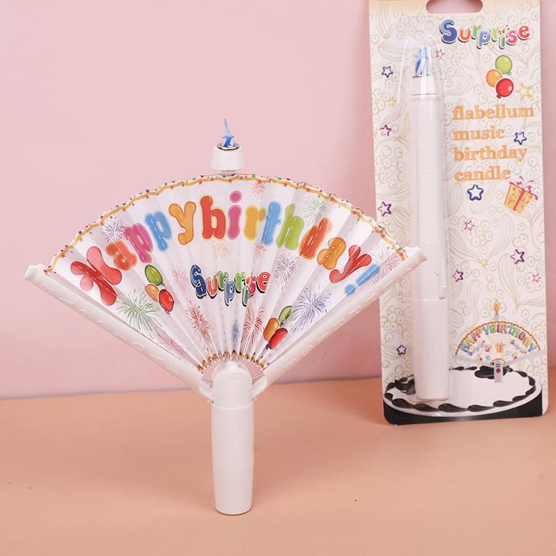1/2/3Pcs Happy Birthday Fan Cake Candles Kids Birthday Party Cake Topper Decoration Supplies Boy Girl Favors Surprise Gifts