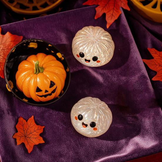 Stressball kneten 1/5 Stück Halloween Knödel Entlastungsspielzeug Kürbis Geist Augapfel Gedämpftes Brötchen Sensorisches Fidget Spielzeug für Erwachsene Kinder Gruselig