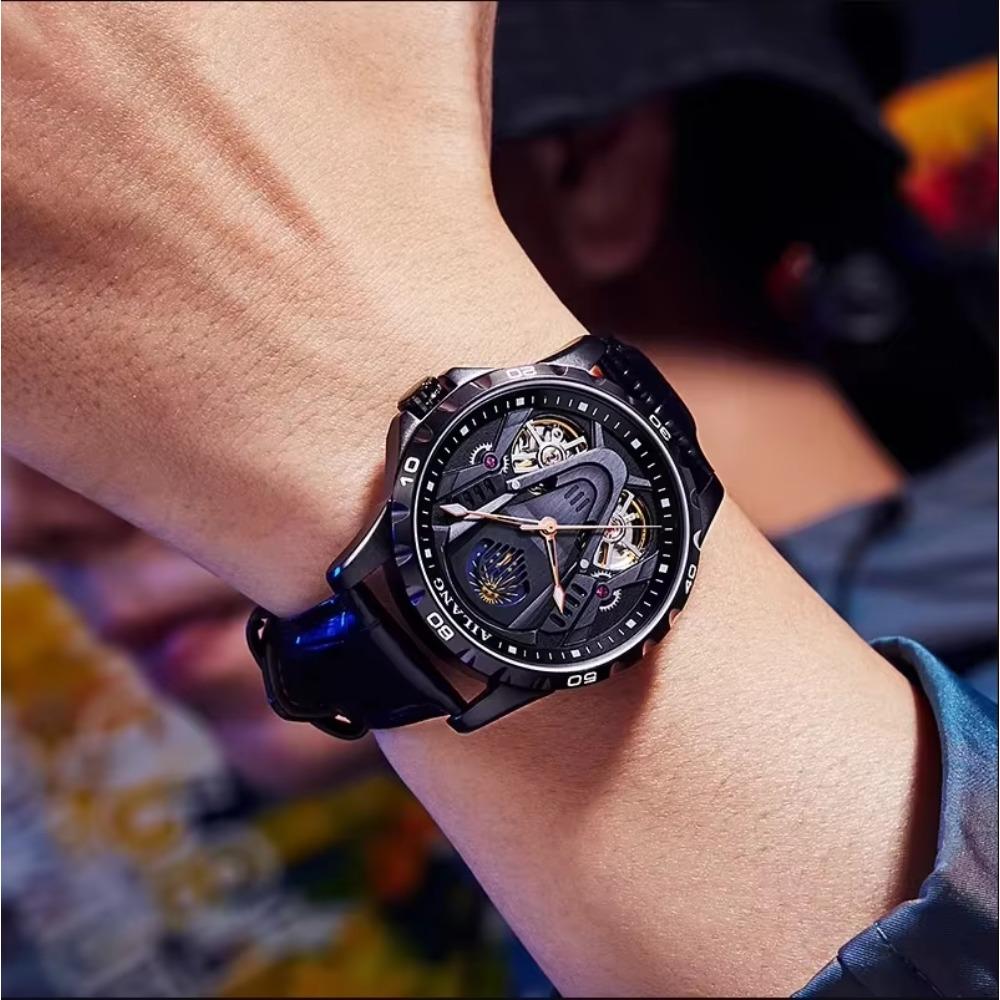 Fase Lunare Impermeabile 3Bar Automatico Logo Personalizzato 2026 Ultimo Best Seller Doppio Tourbillon Orologio Meccanico Moda Sportivo