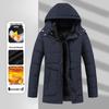 Men's European Size Hooded Fleece-Lined Cotton Jacket - Mid-Length Winter 2025 Style