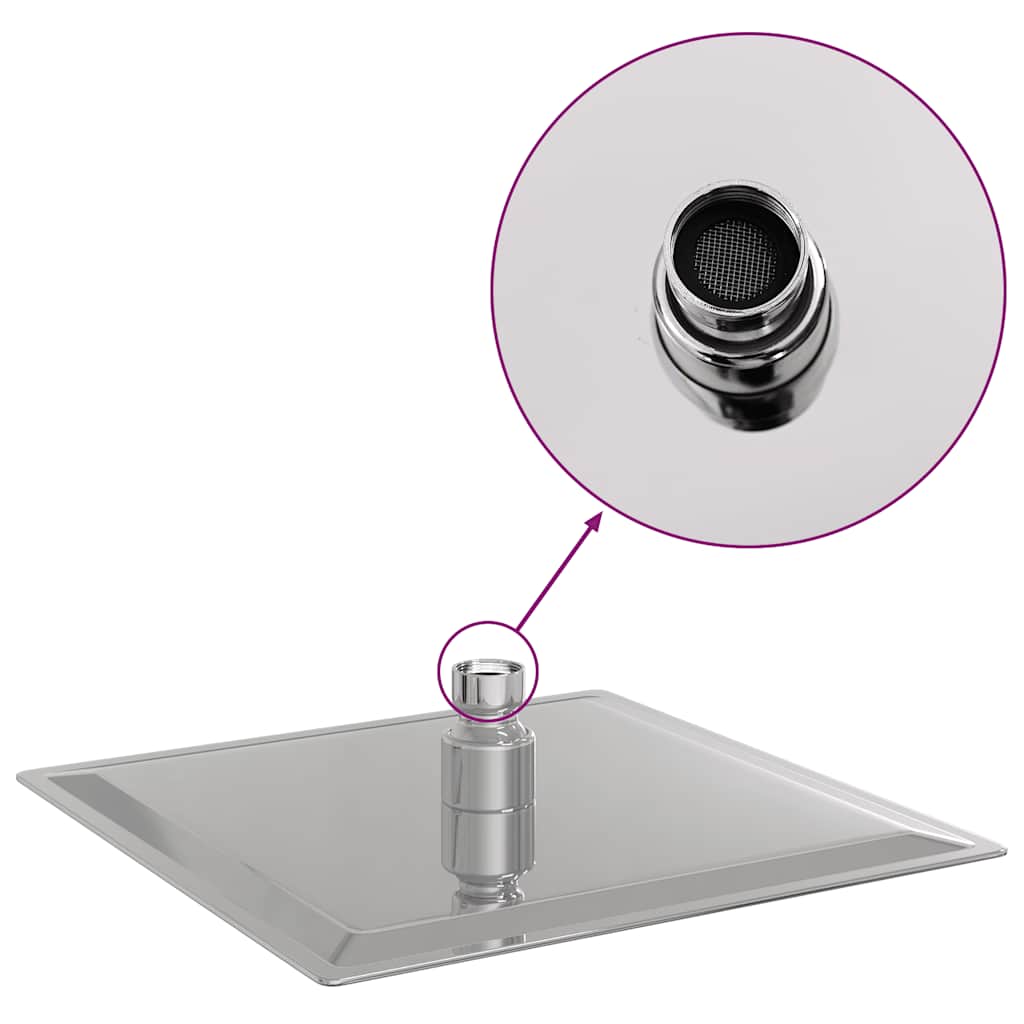 Rain Shower Head 304 Stainless Steel 20 x 20 cm Square