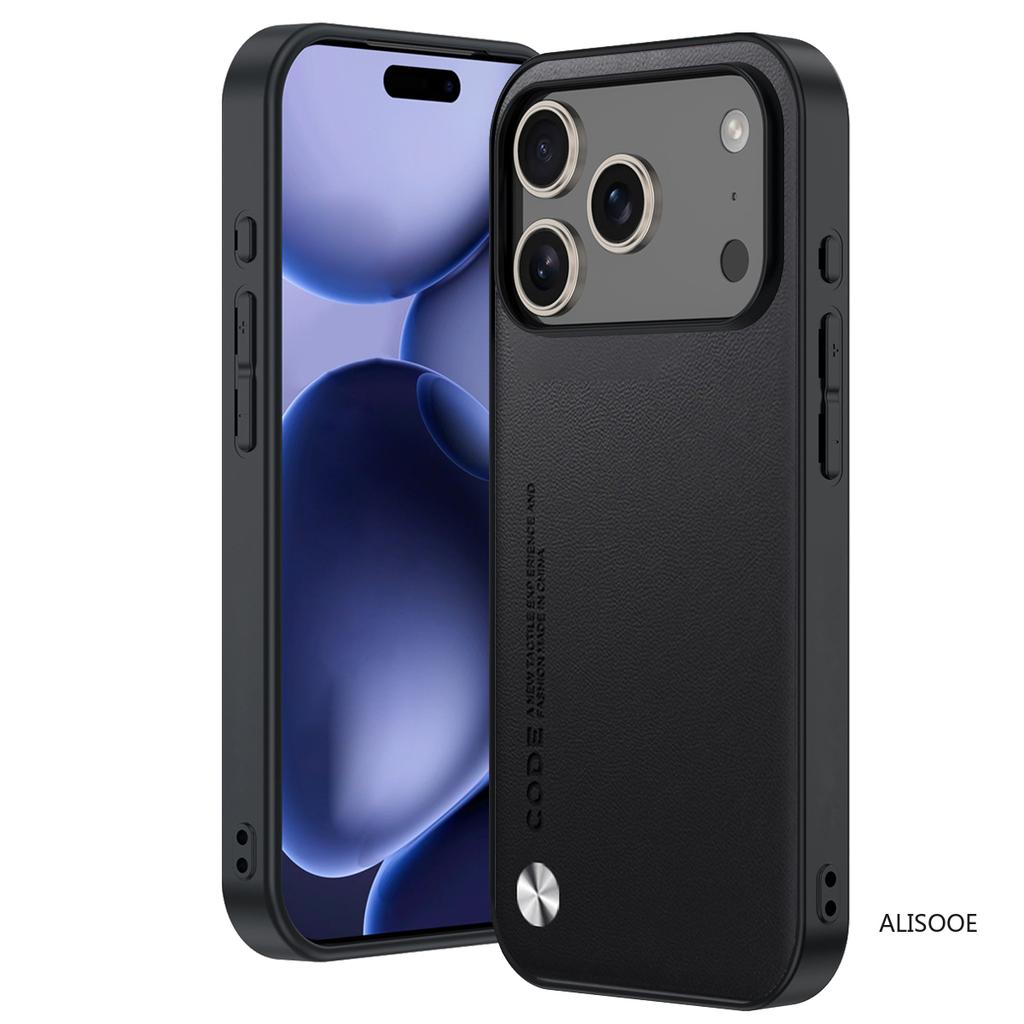 Leather Funda for iPhone 17 Pro Max 15 16 17Pro Case Luxury Fiber Texture PU-Leather Protection Capa for iPhone 17 Cover