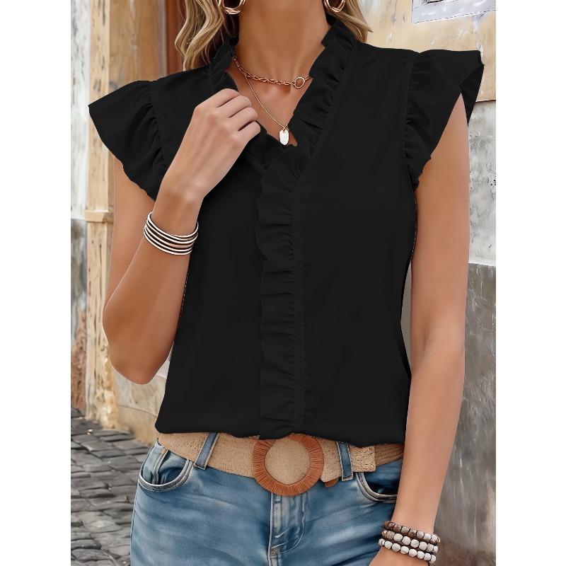 DICFY Women's Fashion Casual Summer Spring V-Neck Sleeveless Blouses & Shirts