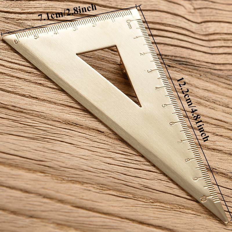 Vintage Brass Protractor and Triangle Ruler Durable Metal Measuring Tools with Clear Etched Markings, Ideal for Students School Supplies
