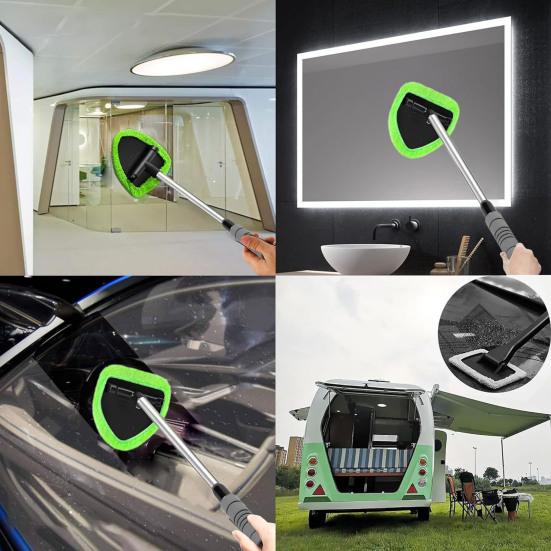 Kartáč na čištění autoskel Čistič čelního skla s otočnou hlavou o 180 stupňů a dlouhou rukojetí Čistič skel RV auta