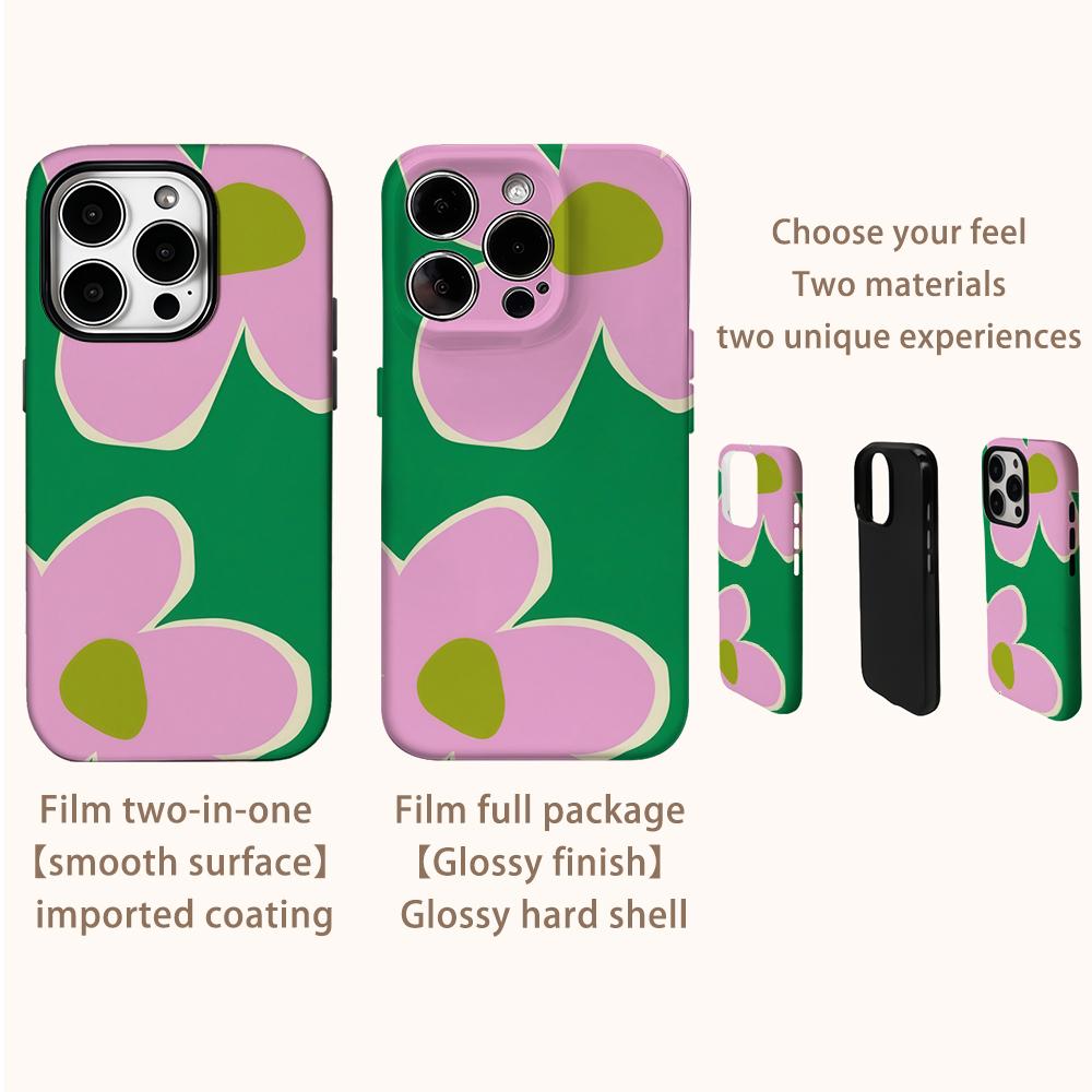 Spring Pink Flowers Phone Case for IPhone 16 15 14 13 12 11 X XS XR XSMAX 7 8 Pro Max Plus Double-layer Back Cover