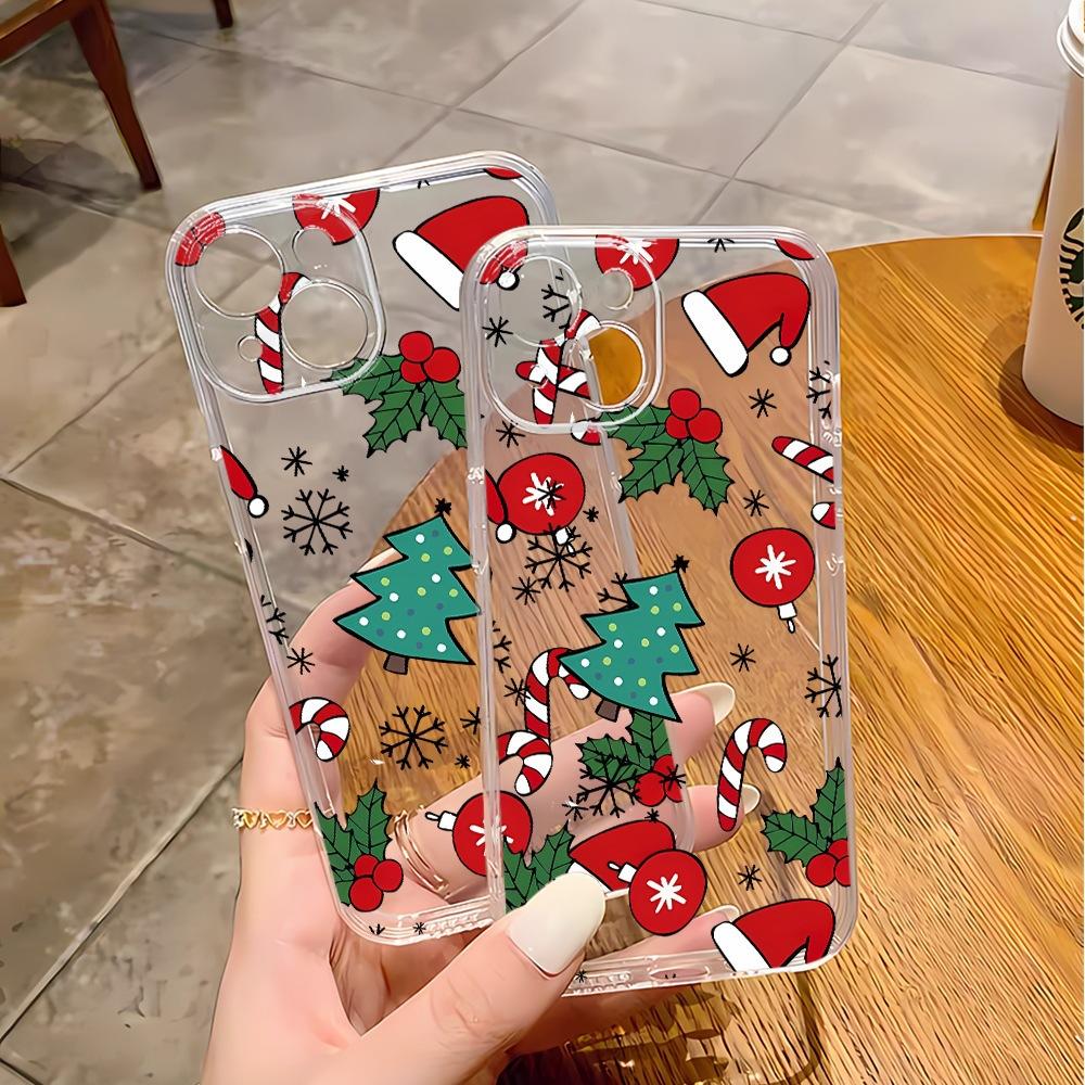 Popular Christmas mobile phone case 16Pro transparent case, suitable for iPhone16PM new TPU mobile phone case