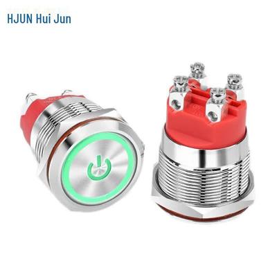 HUIJUN 22mm Self-locking Metal Push Button Switch with LED Indicator