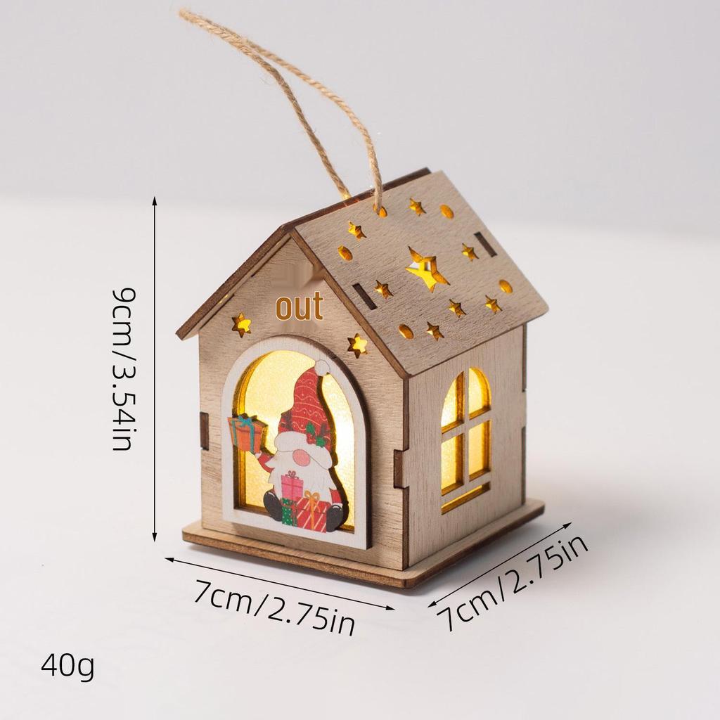 Christmas Luminous Wooden Cabin Ornament - Small House Tree Decoration