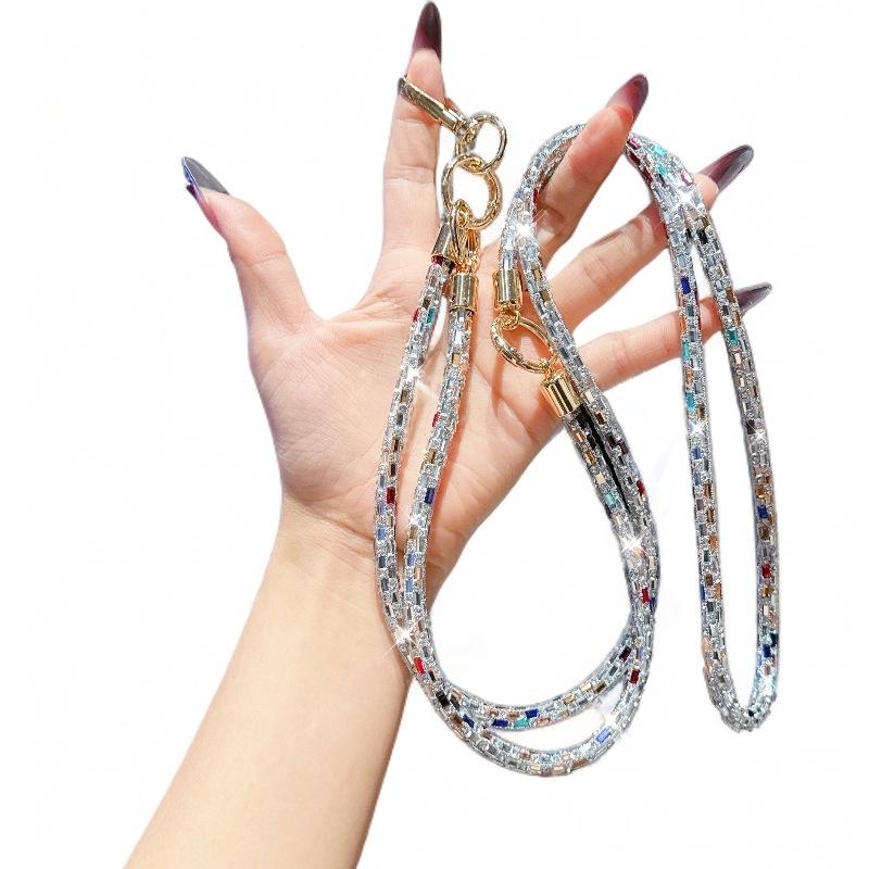 Hot Sale Fashionable 3-in-1 Rhinestone Crossbody Lanyard: Wear as Bracelet or Necklace with Long & Short Multifunctional Chain