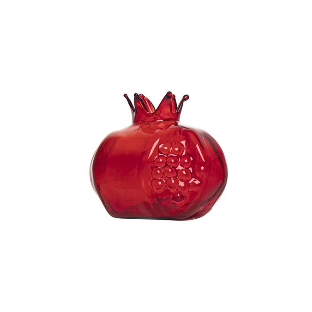 Creative Red Pomegranate Transparent Glass Hydroponic Vase with Hammer Pattern for Desktop Decoration