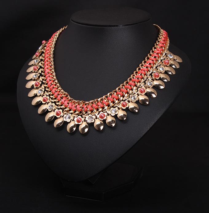 2015 Beliebte 6-Farben Strass Perlen Gewebte Kurze Schlüsselbeinkette Mode Übertriebener Damen Schmuck