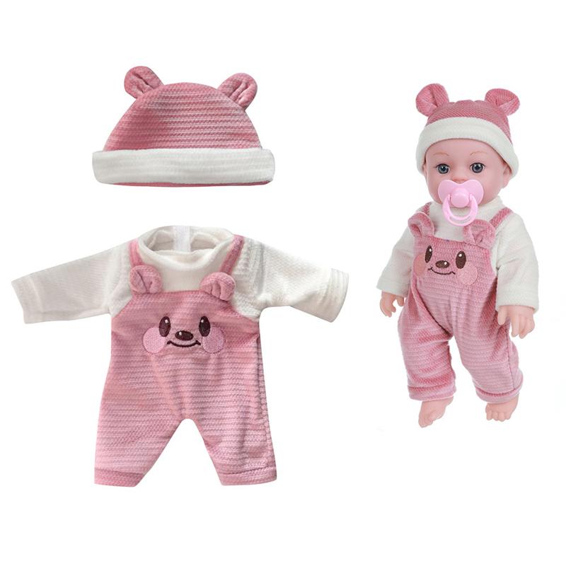 Für 12 Zoll 30cm Baby Reborn Puppen Outfits Kleidung Tragekorb Cartoon Bär Winter Schlafanzug Strampler Plüschkleidung Zubehör